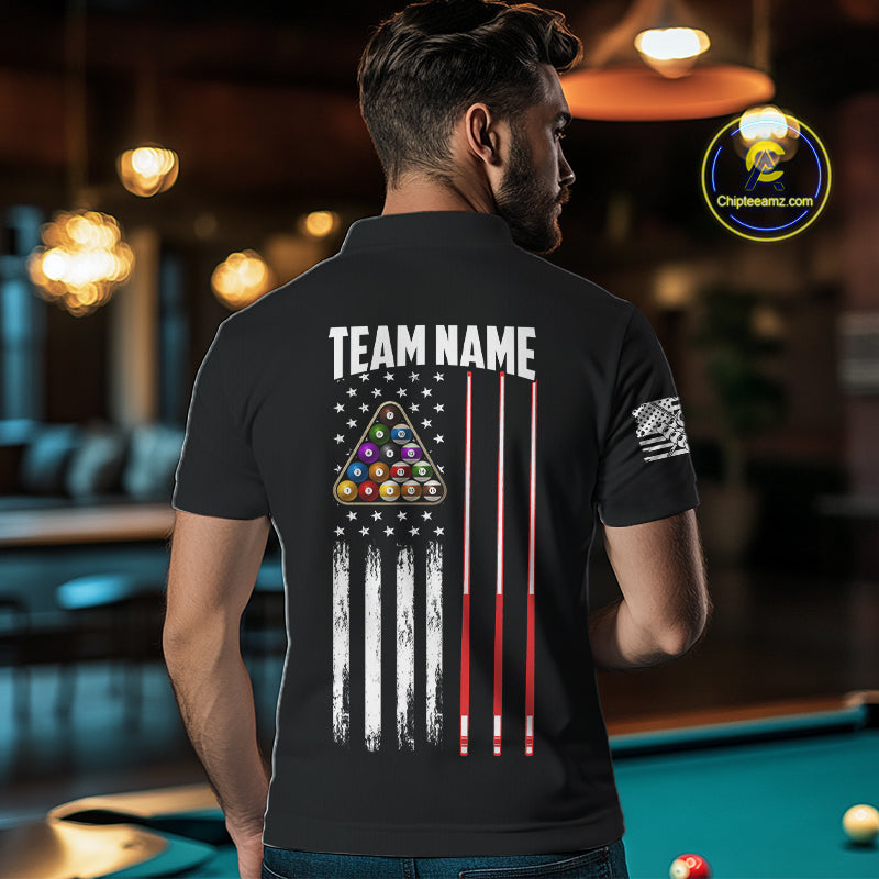 Funny Flame 8 Ball Billiard Shirts For Men Custom Patriotic American Flag Pool Team Jerseys TDM4131