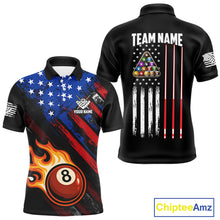 Load image into Gallery viewer, Funny Flame 8 Ball Billiard Shirts For Men Custom Patriotic American Flag Pool Team Jerseys TDM4131