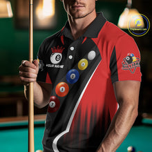 Load image into Gallery viewer, Personalized Red Black Billiard Shirt For Men Custom Funny Pool Balls Team Jersey Polo &amp; 1/4 Zip TDM4496