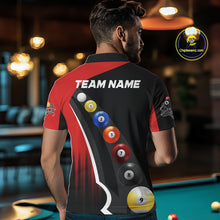 Load image into Gallery viewer, Personalized Red Black Billiard Shirt For Men Custom Funny Pool Balls Team Jersey Polo &amp; 1/4 Zip TDM4496
