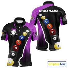 Load image into Gallery viewer, Personalized Purple Black Billiard Shirt For Men Custom Funny Pool Balls Team Jersey Polo &amp; 1/4 Zip TDM4498