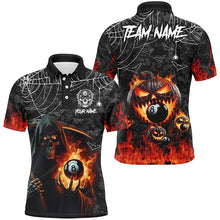 Load image into Gallery viewer, Grim Reaper With Pumpkin Fire Custom Billiard Shirts For Men, Halloween Flame Billiard Shirts TDM2427