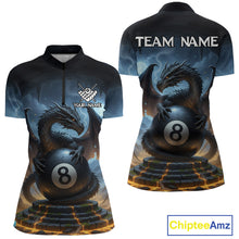 Load image into Gallery viewer, Custom Dragon Billiard Shirt For Women, 8 Ball Pool Jersey Billiard Team Shirt Polo &amp; Quarter Zip TDM4736