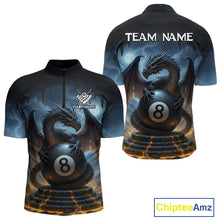 Load image into Gallery viewer, Custom Dragon Billiard Shirt For Men, 8 Ball Pool Jersey Billiard Team Shirt Polo &amp; Quarter Zip TDM4736