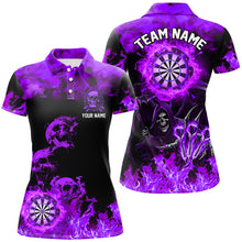 Load image into Gallery viewer, Fire Flame Darts Board Custom Skull Dart Shirts For Women, Grim Reaper  Dart Jerseys | Purple TDM2905
