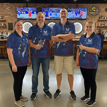 Load image into Gallery viewer, Custom Blue Red Grunge Dart Shirts With Pocket Option For Women, Darts Jersey TDM5372