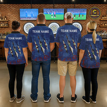 Load image into Gallery viewer, Custom Blue Red Grunge Dart Shirts With Pocket Option For Women, Darts Jersey TDM5372