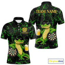 Load image into Gallery viewer, Black And Green Funny Alligator Darts Shirt For Men Custom Lightning Darts Team Jersey Outfit TDM5873