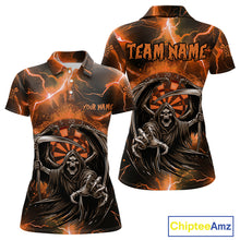 Load image into Gallery viewer, Orange Grim Reaper Dart Shirt With Pocket Option For Women Custom Dart Jersey TDM3962