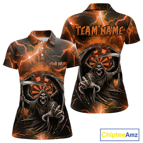 Orange Grim Reaper Dart Shirt With Pocket Option For Women Custom Dart Jersey TDM3962