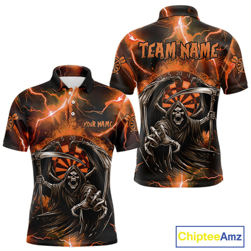 Orange Grim Reaper Dart Shirt With Pocket Option For Men Custom Dart Jersey TDM3962