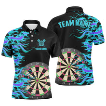 Load image into Gallery viewer, Turquoise Fire Flame Dart Board 3D Printed Men Darts Shirts Custom Team Name Darts Jerseys Uniform TDM1740