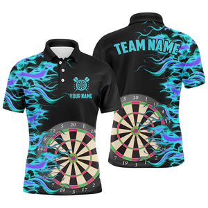 Turquoise Fire Flame Dart Board 3D Printed Men Darts Shirts Custom Team Name Darts Jerseys Uniform TDM1740