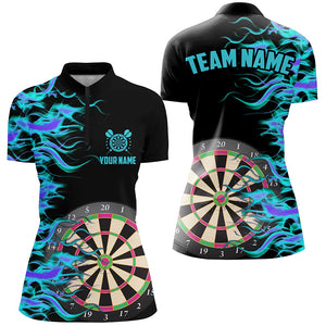 Turquoise Fire Flame Dart Board 3D Printed Women Darts Shirts Custom Team Name Darts Jerseys Uniform TDM1740