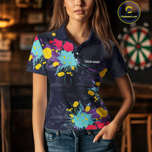 Load image into Gallery viewer, Colorful Paint Custom Dart Shirt With Pocket Option For Women, Darts Jersey TDM4133