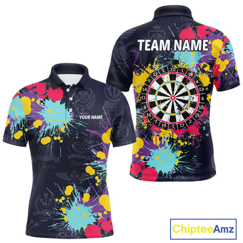 Colorful Paint Custom Dart Shirt With Pocket Option For Men, Darts Jersey TDM4133