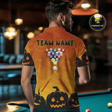 Load image into Gallery viewer, Personalized Orange Black Funny Pumpkin Billiard Shirt For Men Custom Halloween Pool Team Jersey TDM4510