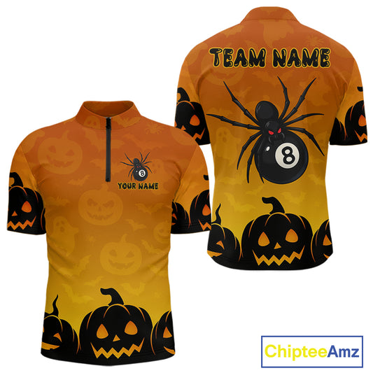 Personalized Funny Spider 8 Ball Pool Billiard Shirt For Men Custom Halloween Billiard Team Jersey TDM4511