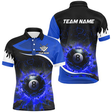 Load image into Gallery viewer, Personalized Blue 8 Ball Pool Crack Flame Men Billiard Jerseys, Team League Billiard Team Shirts TDM2439