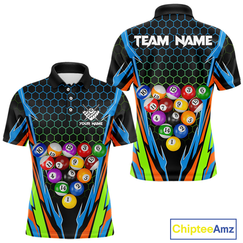 Colorful 3D Billiard Jersey For Men Custom Funny Pool Balls Billiard Team Shirt Polo & 1/4 Zip TDM4933