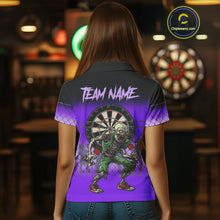 Load image into Gallery viewer, Purple Funny Zombie Dart Shirt With Pocket Option For Women Custom Dart Jersey TDM4938