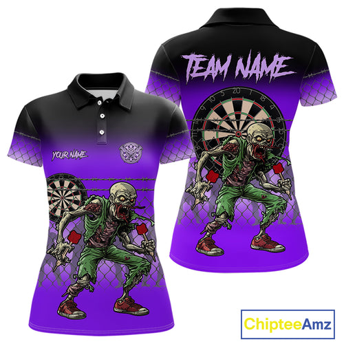 Purple Funny Zombie Dart Shirt With Pocket Option For Women Custom Dart Jersey TDM4938