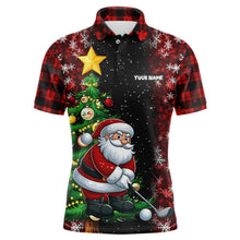 Load image into Gallery viewer, Black And Red Funny Santa Golfer Christmas Men Golf Polo Shirt Custom Pine Tree Golf Christmas Gift TDM3159