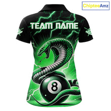Load image into Gallery viewer, Green 8 Ball Lightning Thunder Cobra Snake Billiard Shirt For Women Custom Pool Team Jersey TDM5876