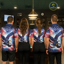 Load image into Gallery viewer, Personalized American Flag Eagle 8 Ball Billiard Shirt For Women, Patriotic Pool Team Jersey TDM5880