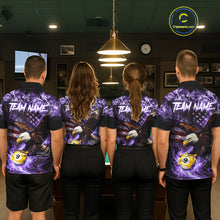 Load image into Gallery viewer, Purple Flaming Eagle 8 &amp; 9 Ball Billiard Shirt For Men Custom US Flag Pool Jersey Polo, 1/4 Zip TDM6249