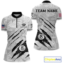 Load image into Gallery viewer, Personalized Funny Scratch 8 Ball Pool Billiard Polo, 1/4 Zip For Women Custom Team Billiard Jersey TDM4147