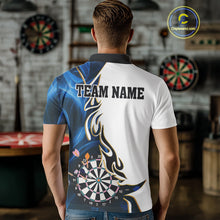 Load image into Gallery viewer, Personalized Blue Flaming Darts Jersey For Men Custom Darts Team Shirts Polo &amp; Quarter Zip TDM4512