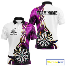Load image into Gallery viewer, Personalized Purple Flaming Darts Jersey For Men Custom Darts Team Shirts Polo &amp; Quarter Zip TDM4513