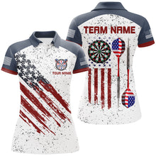 Load image into Gallery viewer, White Grunge American Flag Darts Polo &amp; Quarter-Zip Custom Patriotic Women Dart Shirts Darts Jerseys TDM2678