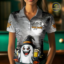 Load image into Gallery viewer, Funny Ghostly Beer Halloween Billiard Shirt For Women Custom Halloween Gifts For Pool Player TDM4947