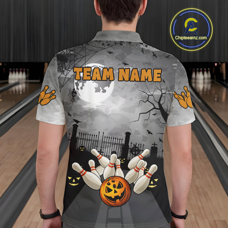 Funny Bowling Halloween Shirt For Men Custom Halloween Bowling Jersey Team Polo & 1/4 Zip TDM4949