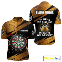 Load image into Gallery viewer, In Beer We Discuss Funny Dart Shirts For Men Custom Beer Dart Jersey Team Polo &amp; Quarter Zip TDM3845