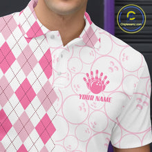 Load image into Gallery viewer, Personalized Pink Argyle Bowling Jersey For Men Custom Bowling Shirt Team Polo &amp; 1/4 Zip TDM6265