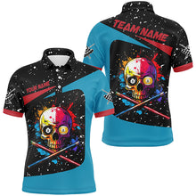 Load image into Gallery viewer, Personalized Colorful Skull 8 Ball 9 Ball Billiard Shirts For Men Custom Grunge Billiard Jerseys TDM2164