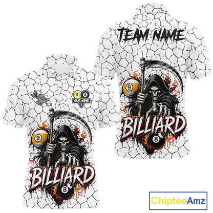 Grim Reaper 8 Ball & 9 Ball Pool Crack Pattern Billiard Shirt For Men Custom Billiard Team Jersey TDM7158