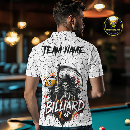 Grim Reaper 8 Ball & 9 Ball Pool Crack Pattern Billiard Shirt For Men Custom Billiard Team Jersey TDM7158