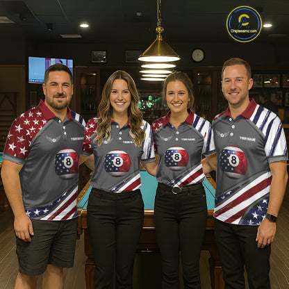 Patrioitc 8 Ball Pool Women Billiard Polo & 1/4-Zip Shirt Personalized Billiard Team Jersey NYN2376