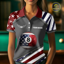 Load image into Gallery viewer, Patrioitc 8 Ball Pool Women Billiard Polo &amp; 1/4-Zip Shirt Personalized Billiard Team Jersey NYN2376