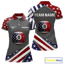 Load image into Gallery viewer, Patrioitc 8 Ball Pool Women Billiard Polo &amp; 1/4-Zip Shirt Personalized Billiard Team Jersey NYN2376