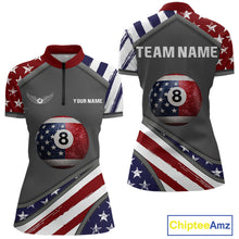 Load image into Gallery viewer, Patrioitc 8 Ball Pool Women Billiard Polo &amp; 1/4-Zip Shirt Personalized Billiard Team Jersey NYN2376
