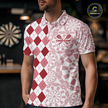 Load image into Gallery viewer, Aim Love Darts Custom Red Argyle Men Darts Polo &amp; 1/4 Shirts, Funny Darts Shirts Darts Team Jersey TDM5661