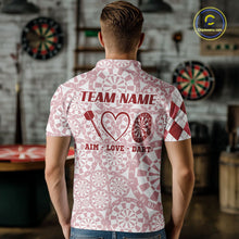 Load image into Gallery viewer, Aim Love Darts Custom Red Argyle Men Darts Polo &amp; 1/4 Shirts, Funny Darts Shirts Darts Team Jersey TDM5661