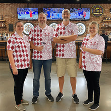 Load image into Gallery viewer, Aim Love Darts Custom Red Argyle Women Darts Polo &amp; 1/4 Shirts, Funny Darts Shirts Darts Team Jersey TDM5661