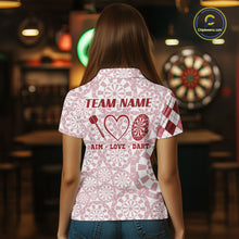 Load image into Gallery viewer, Aim Love Darts Custom Red Argyle Women Darts Polo &amp; 1/4 Shirts, Funny Darts Shirts Darts Team Jersey TDM5661