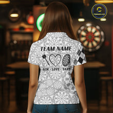 Load image into Gallery viewer, Aim Love Darts Custom Black Argyle Women Darts Polo &amp; 1/4 Shirt, Funny Darts Shirts Dart Team Jersey TDM5662